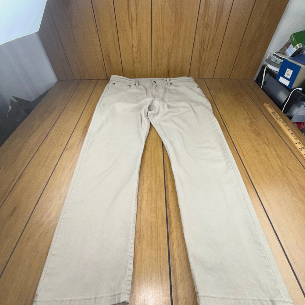 Levis 502 Regular Taper Pants Mens 38x30 Tan Khaki Chino Twill Trousers
